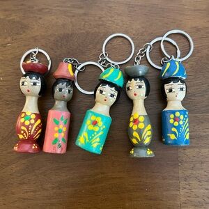 Colorful Wooden Doll Keychains